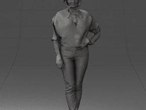 000546 Elegant Mature Woman in Blue Outfit Female Character 3D Model