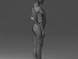 000546 Elegant Mature Woman in Blue Outfit Female Character 3D Model