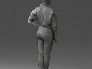 000546 Elegant Mature Woman in Blue Outfit Female Character 3D Model
