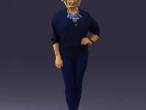 000546 Elegant Mature Woman in Blue Outfit Female Character 3d print ready 3D Print Model