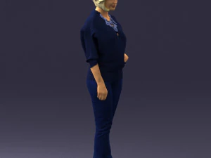 000546 Elegant Mature Woman in Blue Outfit Female Character 3d print ready 3D Print Model