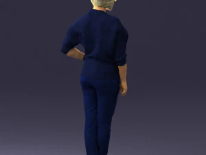 000546 Elegant Mature Woman in Blue Outfit Female Character 3d print ready 3D Print Model