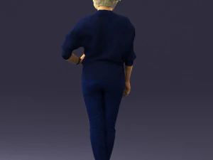 000546 Elegant Mature Woman in Blue Outfit Female Character 3d print ready 3D Print Model