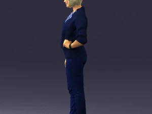 000546 Elegant Mature Woman in Blue Outfit Female Character 3d print ready 3D Print Model