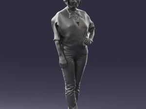 000546 Elegant Mature Woman in Blue Outfit Female Character 3d print ready 3D Print Model