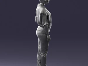 000546 Elegant Mature Woman in Blue Outfit Female Character 3d print ready 3D Print Model