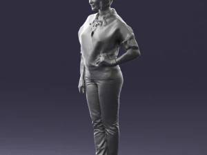 000546 Elegant Mature Woman in Blue Outfit Female Character 3d print ready 3D Print Model