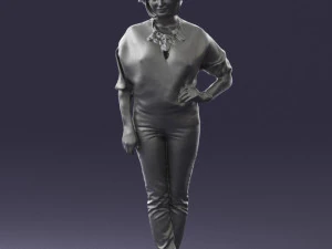 000546 Elegant Mature Woman in Blue Outfit Female Character 3d print ready 3D Print Model