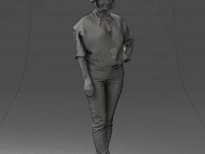 000546 Elegant Mature Woman in Blue Outfit Female Character 3d print ready 3D Print Model