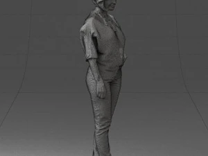 000546 Elegant Mature Woman in Blue Outfit Female Character 3d print ready 3D Print Model