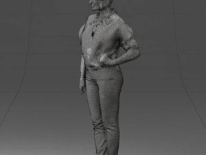 000546 Elegant Mature Woman in Blue Outfit Female Character 3d print ready 3D Print Model