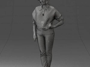 000546 Elegant Mature Woman in Blue Outfit Female Character 3d print ready 3D Print Model