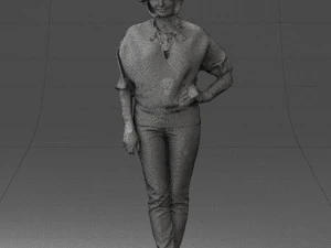 000546 Elegant Mature Woman in Blue Outfit Female Character 3d print ready 3D Print Model