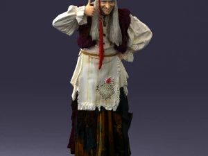 000512 Old Village Woman Character Traditional Costume Witch 3d print ready 3D Print Model