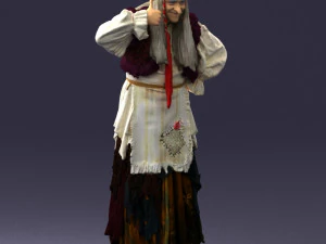 000512 Old Village Woman Character Traditional Costume Witch 3d print ready 3D Print Model