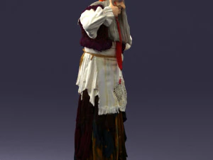 000512 Old Village Woman Character Traditional Costume Witch 3d print ready 3D Print Model