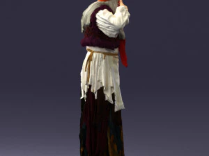 000512 Old Village Woman Character Traditional Costume Witch 3d print ready 3D Print Model