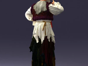 000512 Old Village Woman Character Traditional Costume Witch 3d print ready 3D Print Model