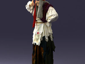 000512 Old Village Woman Character Traditional Costume Witch 3d print ready 3D Print Model