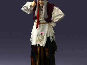 000512 Old Village Woman Character Traditional Costume Witch 3d print ready 3D Print Model
