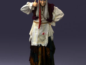 000512 Old Village Woman Character Traditional Costume Witch 3d print ready 3D Print Model