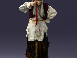 000512 Old Village Woman Character Traditional Costume Witch 3d print ready 3D Print Model