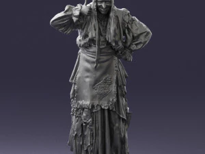000512 Old Village Woman Character Traditional Costume Witch 3d print ready 3D Print Model
