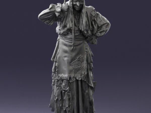 000512 Old Village Woman Character Traditional Costume Witch 3d print ready 3D Print Model