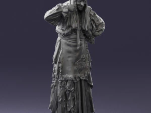 000512 Old Village Woman Character Traditional Costume Witch 3d print ready 3D Print Model