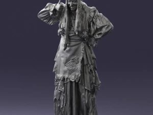 000512 Old Village Woman Character Traditional Costume Witch 3d print ready 3D Print Model
