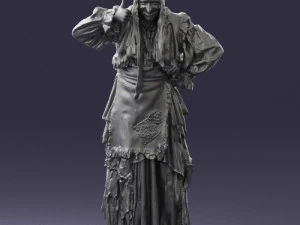 000512 Old Village Woman Character Traditional Costume Witch 3d print ready 3D Print Model