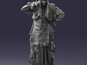 000512 Old Village Woman Character Traditional Costume Witch 3d print ready 3D Print Model
