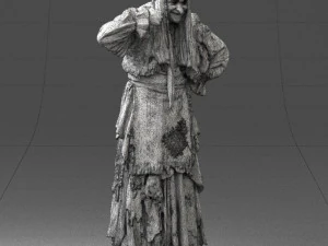 000512 Old Village Woman Character Traditional Costume Witch 3d print ready 3D Print Model
