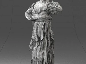 000512 Old Village Woman Character Traditional Costume Witch 3d print ready 3D Print Model