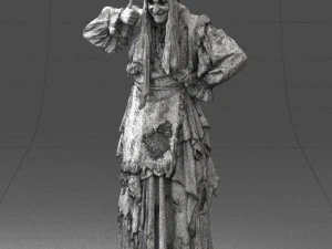 000512 Old Village Woman Character Traditional Costume Witch 3d print ready 3D Print Model