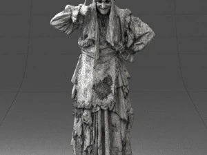 000512 Old Village Woman Character Traditional Costume Witch 3d print ready 3D Print Model