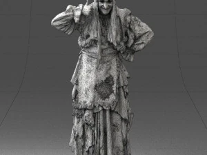 000512 Old Village Woman Character Traditional Costume Witch 3d print ready 3D Print Model