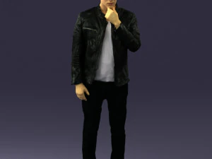 000554 Stylish Man in Leather Jacket Casual Male Character 3D Model