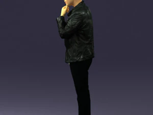 000554 Stylish Man in Leather Jacket Casual Male Character 3D Model