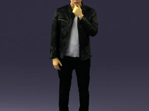 000554 Stylish Man in Leather Jacket Casual Male Character 3D Model