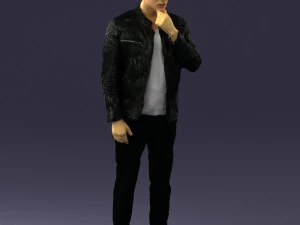 000554 Stylish Man in Leather Jacket Casual Male Character 3d print ready 3D Print Model
