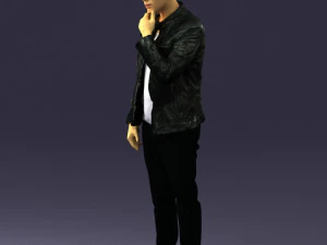 000554 Stylish Man in Leather Jacket Casual Male Character 3d print ready 3D Print Model