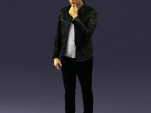 000554 Stylish Man in Leather Jacket Casual Male Character 3d print ready 3D Print Model