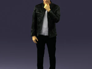 000554 Stylish Man in Leather Jacket Casual Male Character 3d print ready 3D Print Model
