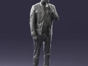 000554 Stylish Man in Leather Jacket Casual Male Character 3d print ready 3D Print Model
