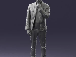 000554 Stylish Man in Leather Jacket Casual Male Character 3d print ready 3D Print Model