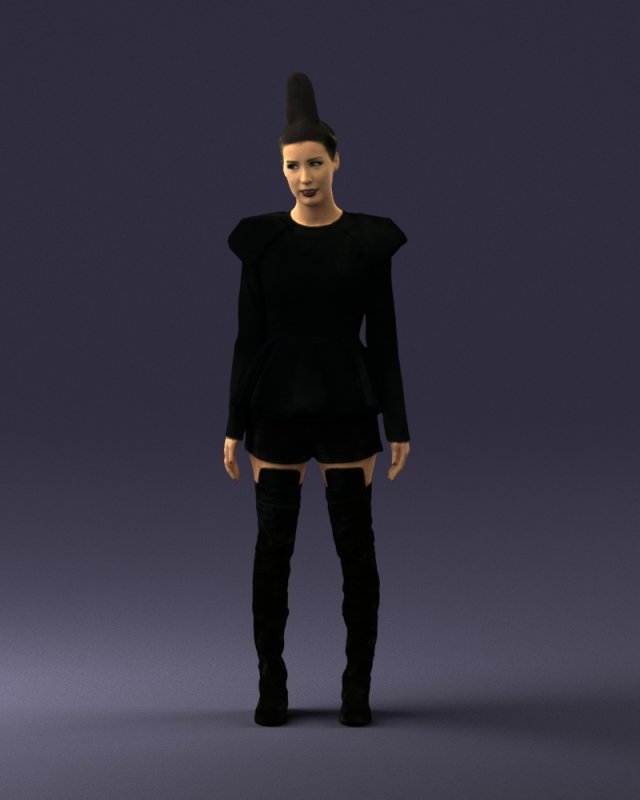 woman in black dress 0223 3d print ready Modello di stampa 3D .c4d .max .obj .3ds .fbx .stl .blend 