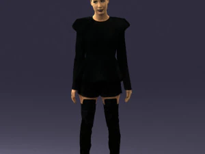 000559 Dark Fashion Woman in Black Outfit Stylish Female Character 3d print ready 3D Print Model
