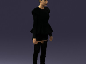 woman in black dress 0223 3d print ready Modello di stampa 3D