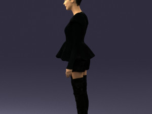 woman in black dress 0223 3d print ready Modello di stampa 3D